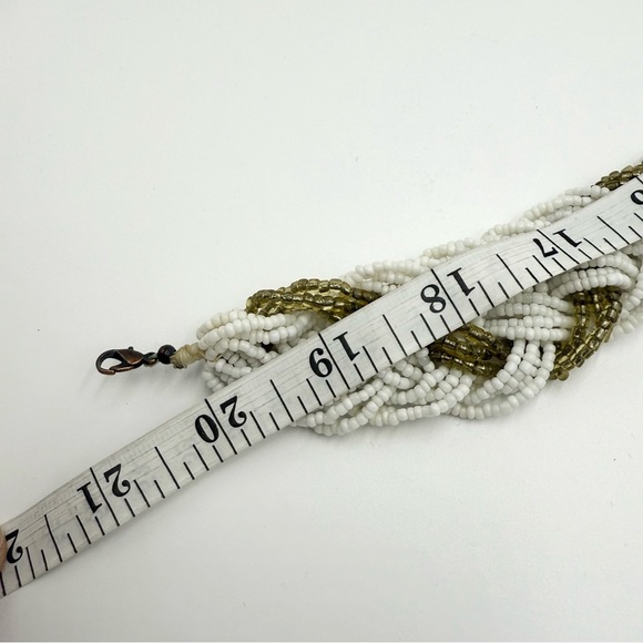 Vintage Gold White Braided Seed Bead Torsade Necklace - Picture 7 of 7
